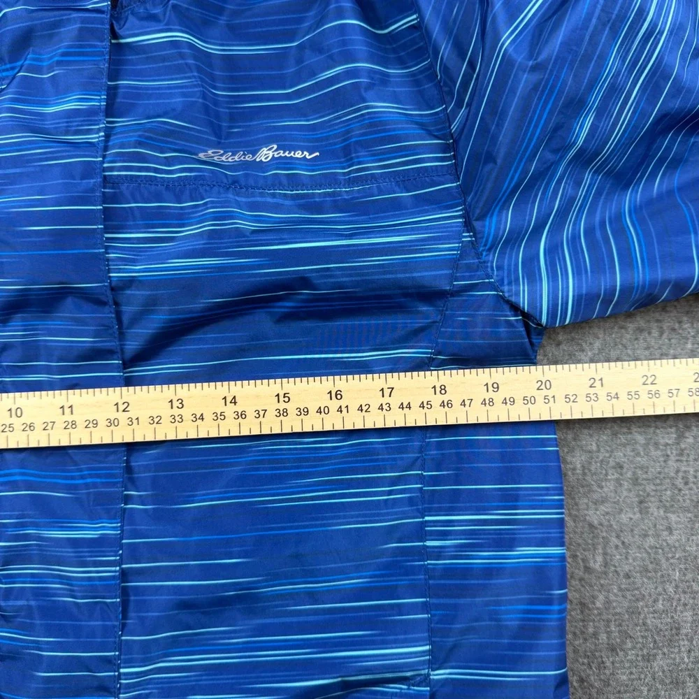 Eddie Bauer Windbreaker Jacket Kids L (14/16) Blue Striped Hooded Mesh‎ Lined